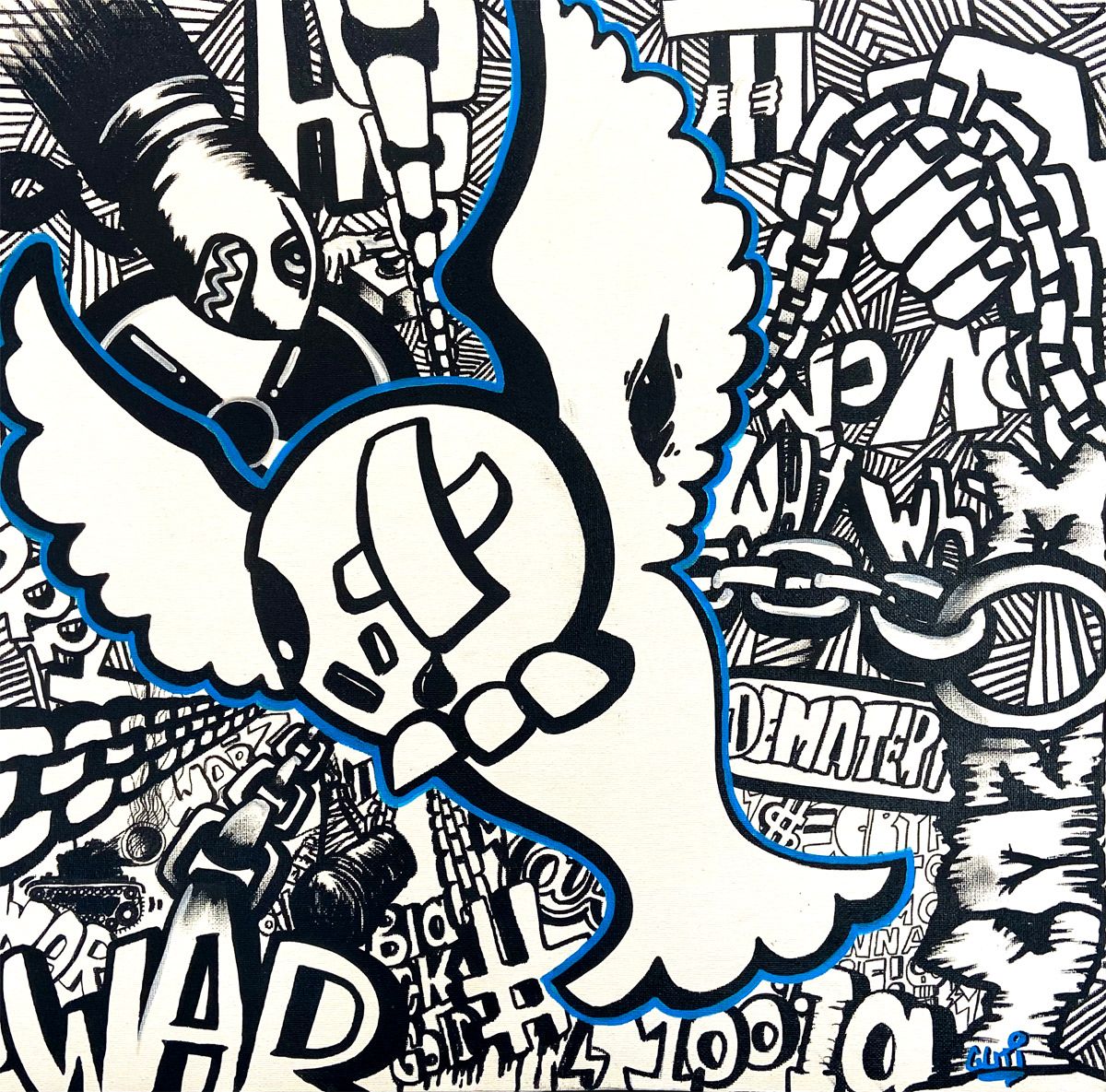 Tableau de GUTI a pour titre Don't worry run style street art dim : GUTIprix:250
