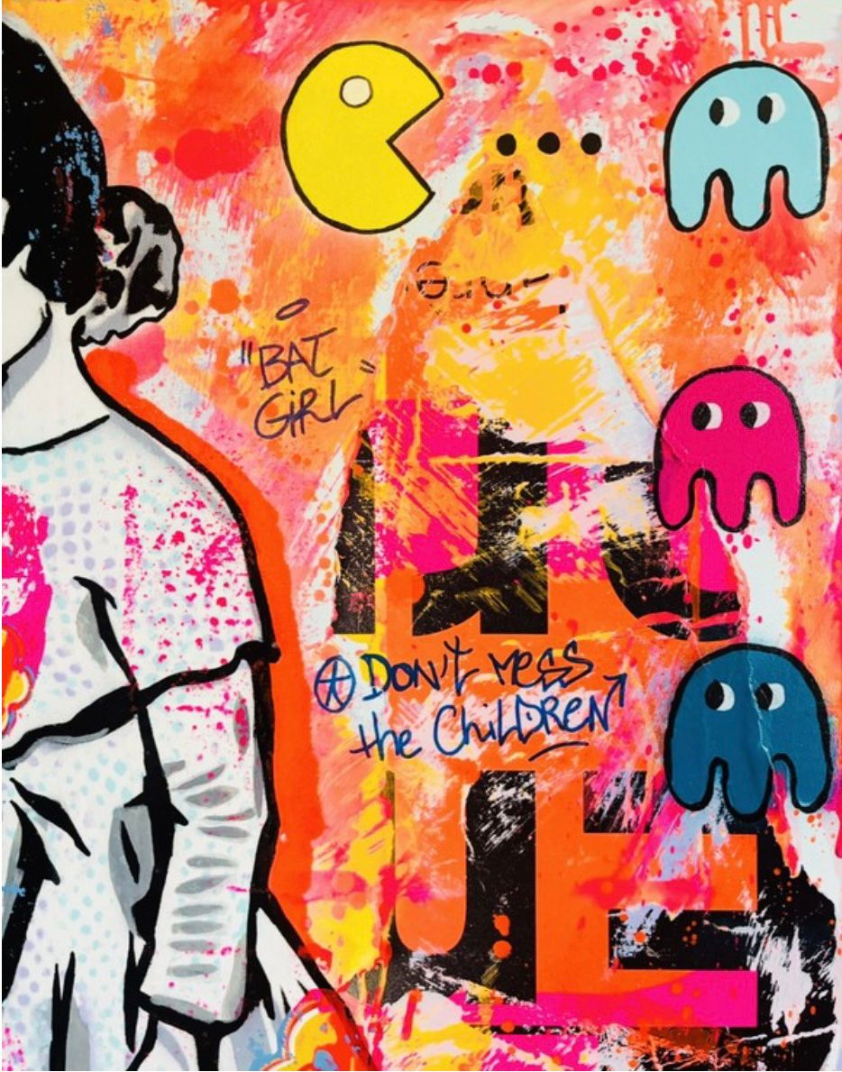 Tableau de SARA CHELOU a pour titre Bat Girl style street pop art dim : SARA CHELOUprix:890
