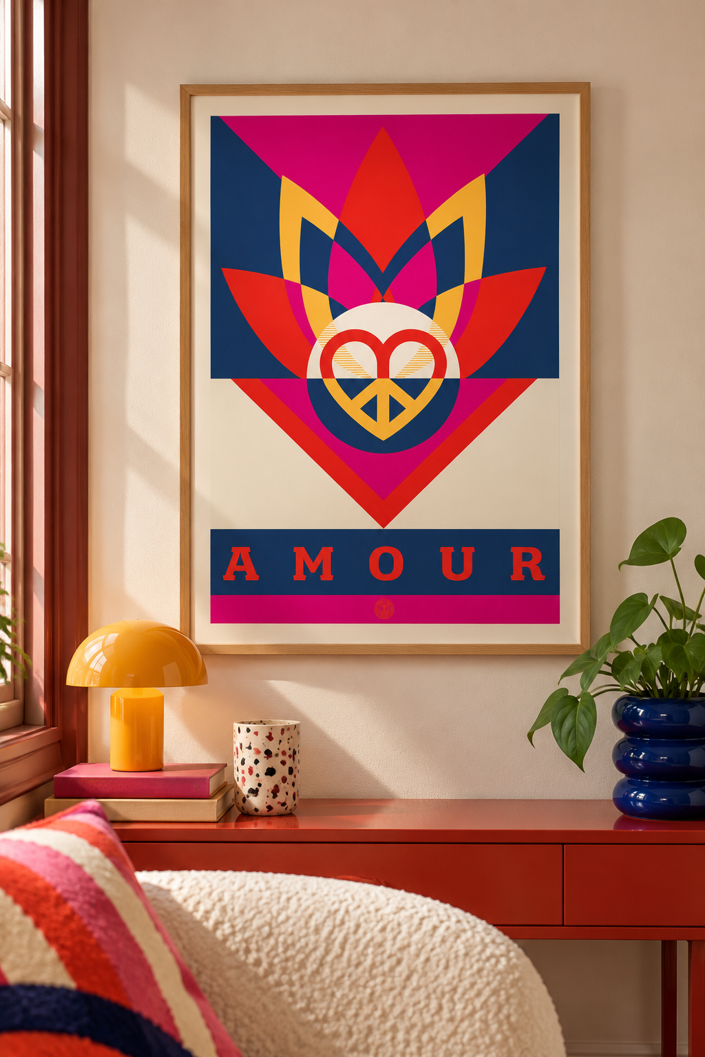 Edition d art Amour de OBEY : SHEPARD FAIREY dans un intérieur – 42 × 60 cm