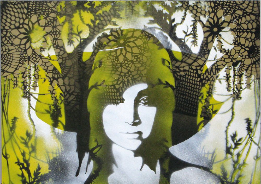 Tableau de KARO TRASS a pour titre Emma style street pop art, street art dim : KARO TRASSprix:170