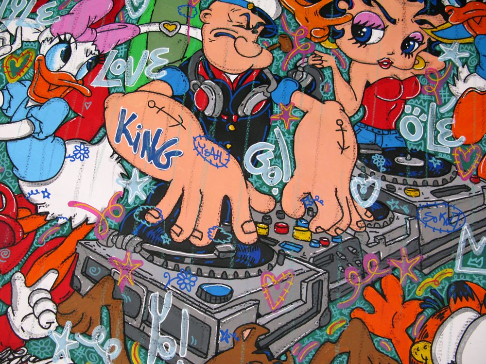 Tableau de RICO SAB a pour titre Enjoy Dj Popeye style street pop art, street art dim : RICO SABprix:1900