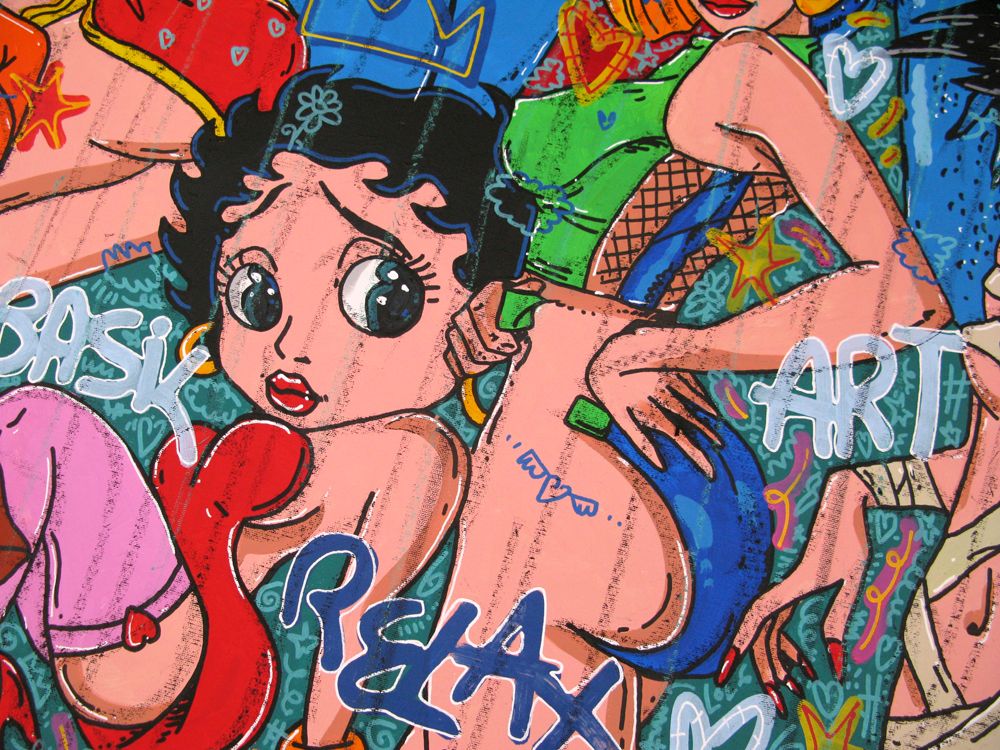 Tableau de RICO SAB a pour titre Enjoy every moments girl style street pop art, street art dim : RICO SABprix:2200