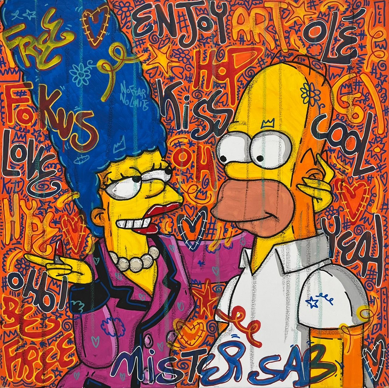 Tableau de RICO SAB a pour titre Enjoy Kiss style street pop art, street art dim : RICO SABprix:600