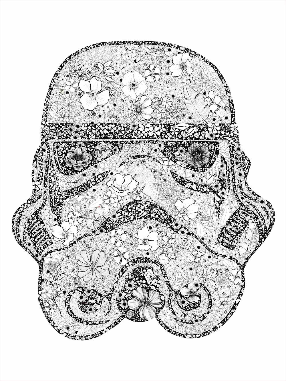 Estampe figuratif petit format blanc et noir STORMTROOPER – CAMILLE POLI – 30 × 40 cm
