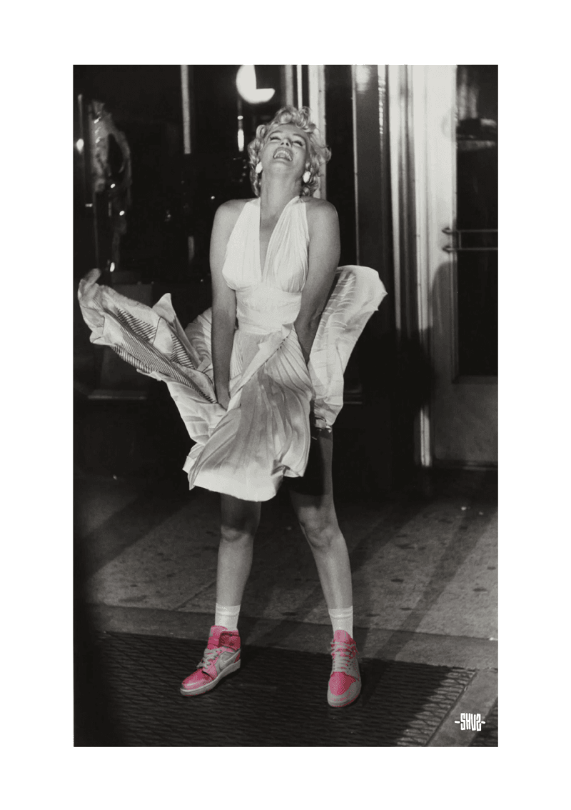 Estampe figuratif petit format blanc et noir Barbie Marylin – SHUZ – 30 × 40 cm