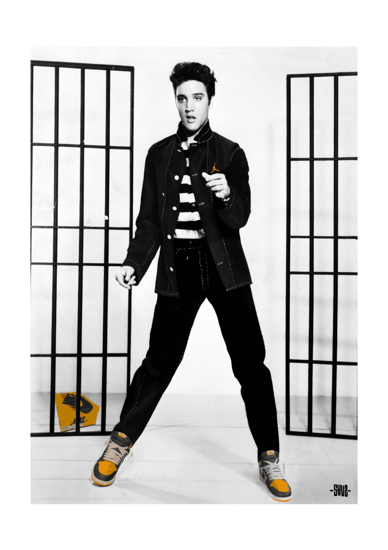 Estampe figuratif petit format blanc et noir Elvis Let's Rock – SHUZ – 30 × 40 cm
