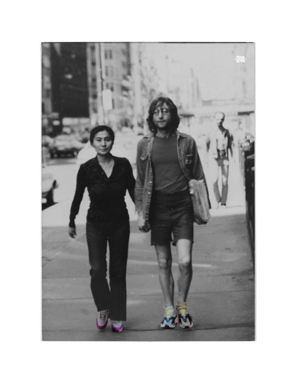 Estampe figuratif petit format blanc et noir Yoko et John – SHUZ – 30 × 40 cm