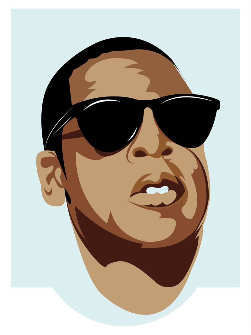Estampe figuratif petit format bleu et brun JAY Z – JMC – 30 × 40 cm
