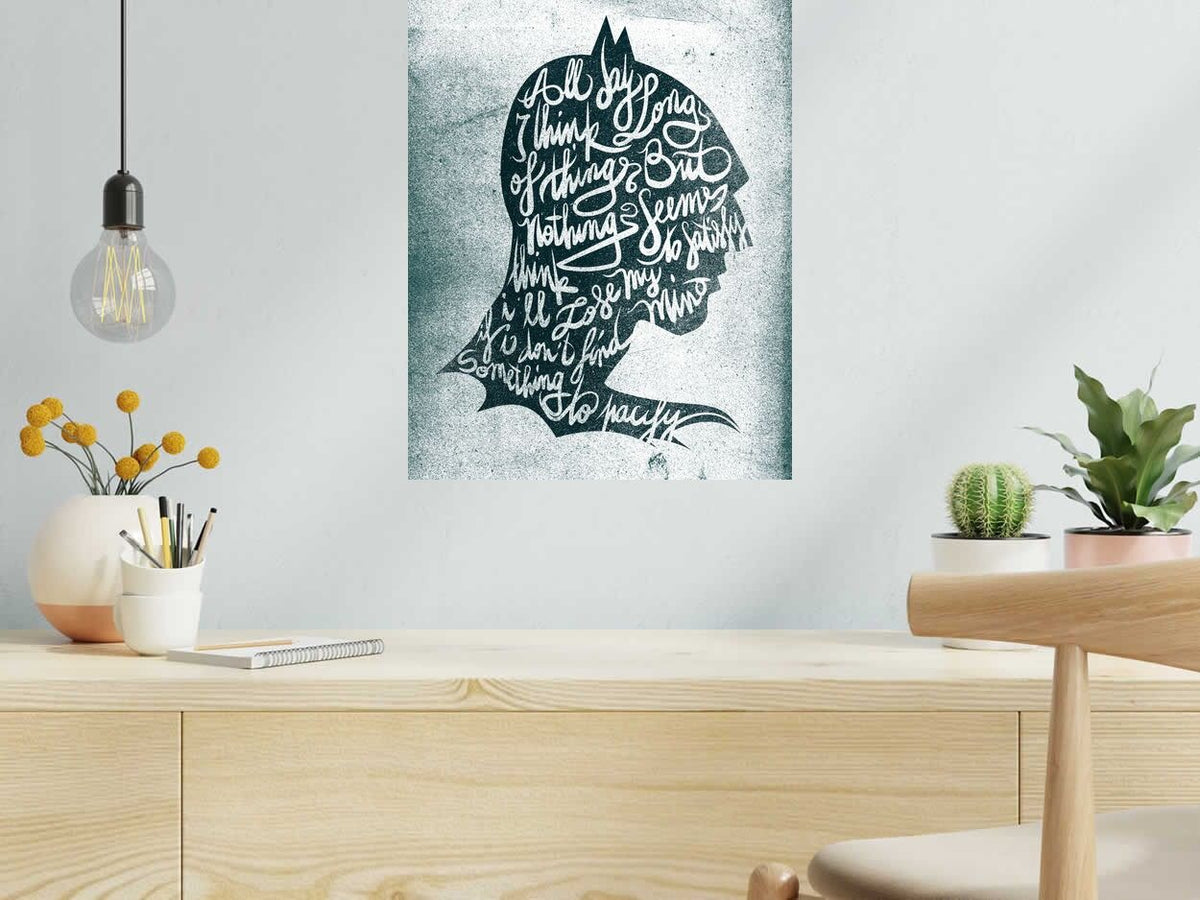 Estampe Bat text de Carlos Olmo dans un intérieur – 40 × 50 cm