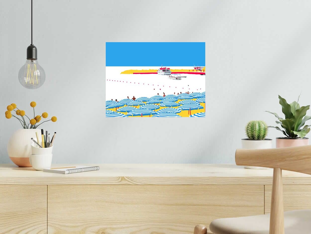 Estampe LE PORT DE MONTEROSSO de GILLES INVERNIZZI dans un intérieur – 30 × 40 cm