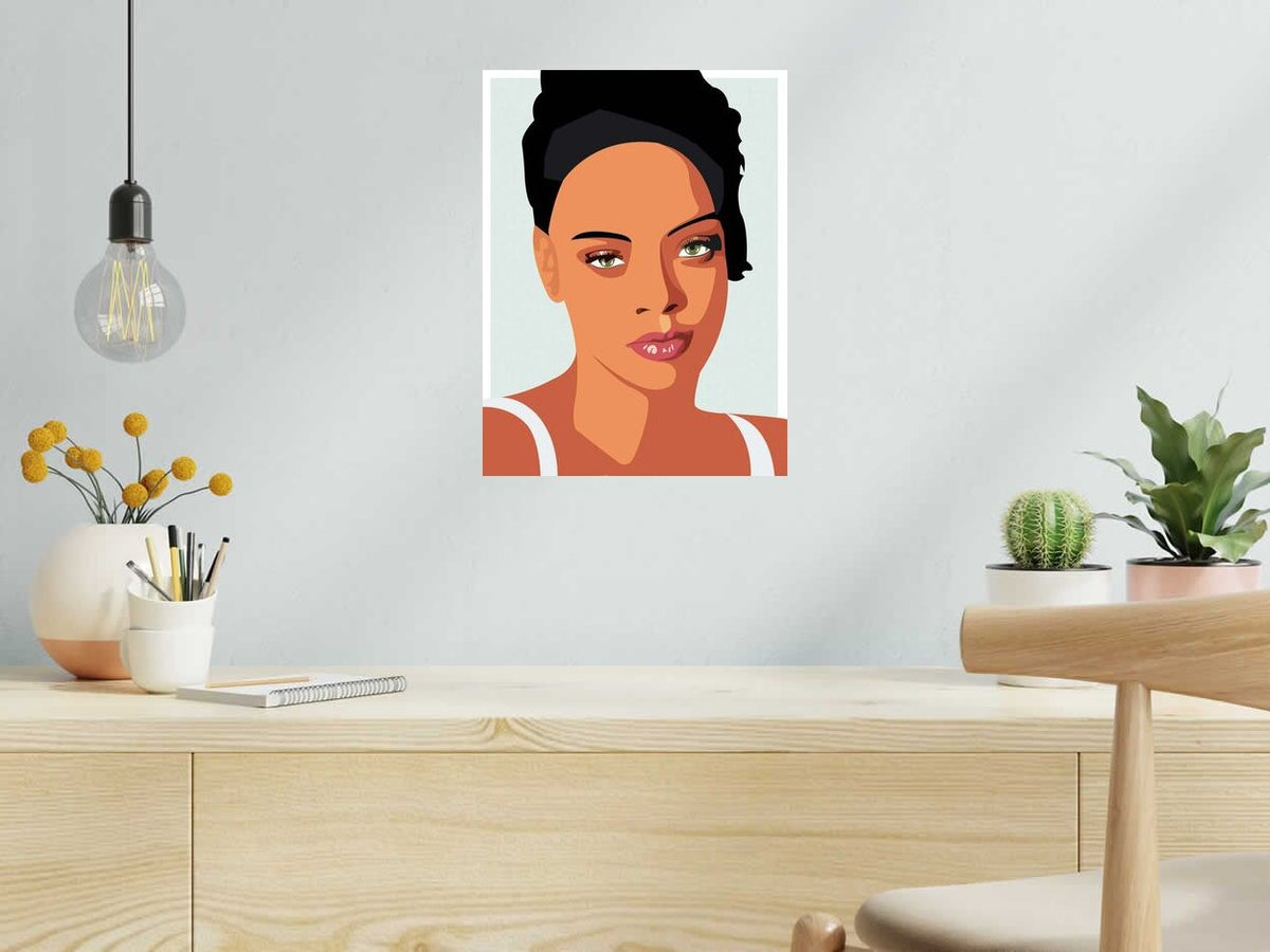 Estampe RIHANNA de JMC dans un intérieur – 30 × 40 cm