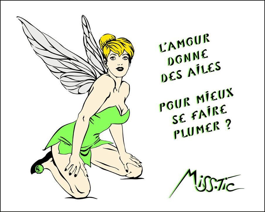 Estampe figuratif petit format LA FEE CLOCHETTE – MISS TIC – 50 × 40 cm