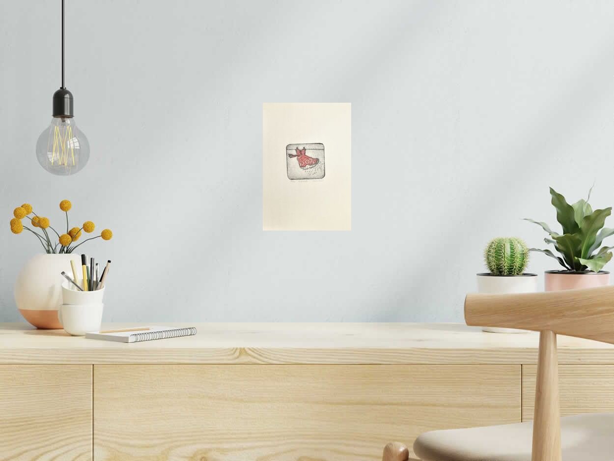 Estampe A la volée de NAVIEILLEVILLE dans un intérieur – 18 × 26 cm