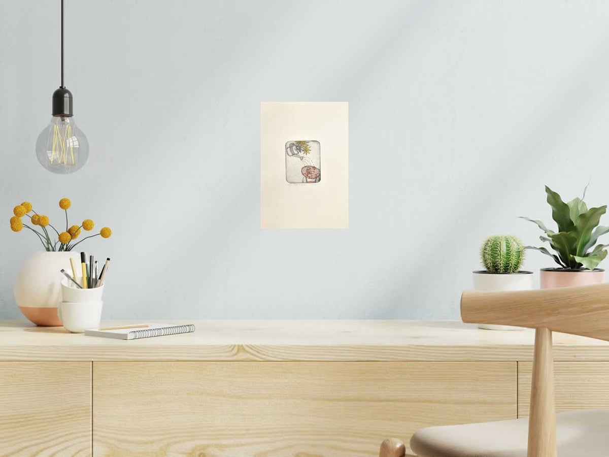 Estampe Bain de soleil de NAVIEILLEVILLE dans un intérieur – 18 × 26 cm