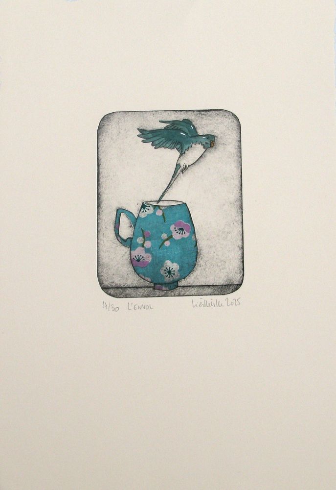Estampe figuratif petit format L'envol – NAVIEILLEVILLE – 18 × 26 cm