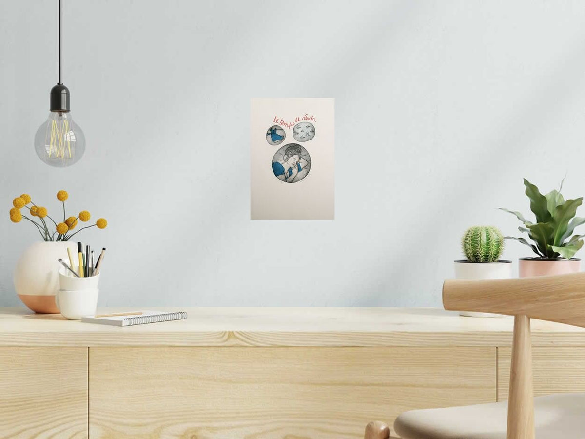 Estampe Le temps de rêver de NAVIEILLEVILLE dans un intérieur – 18 × 26 cm