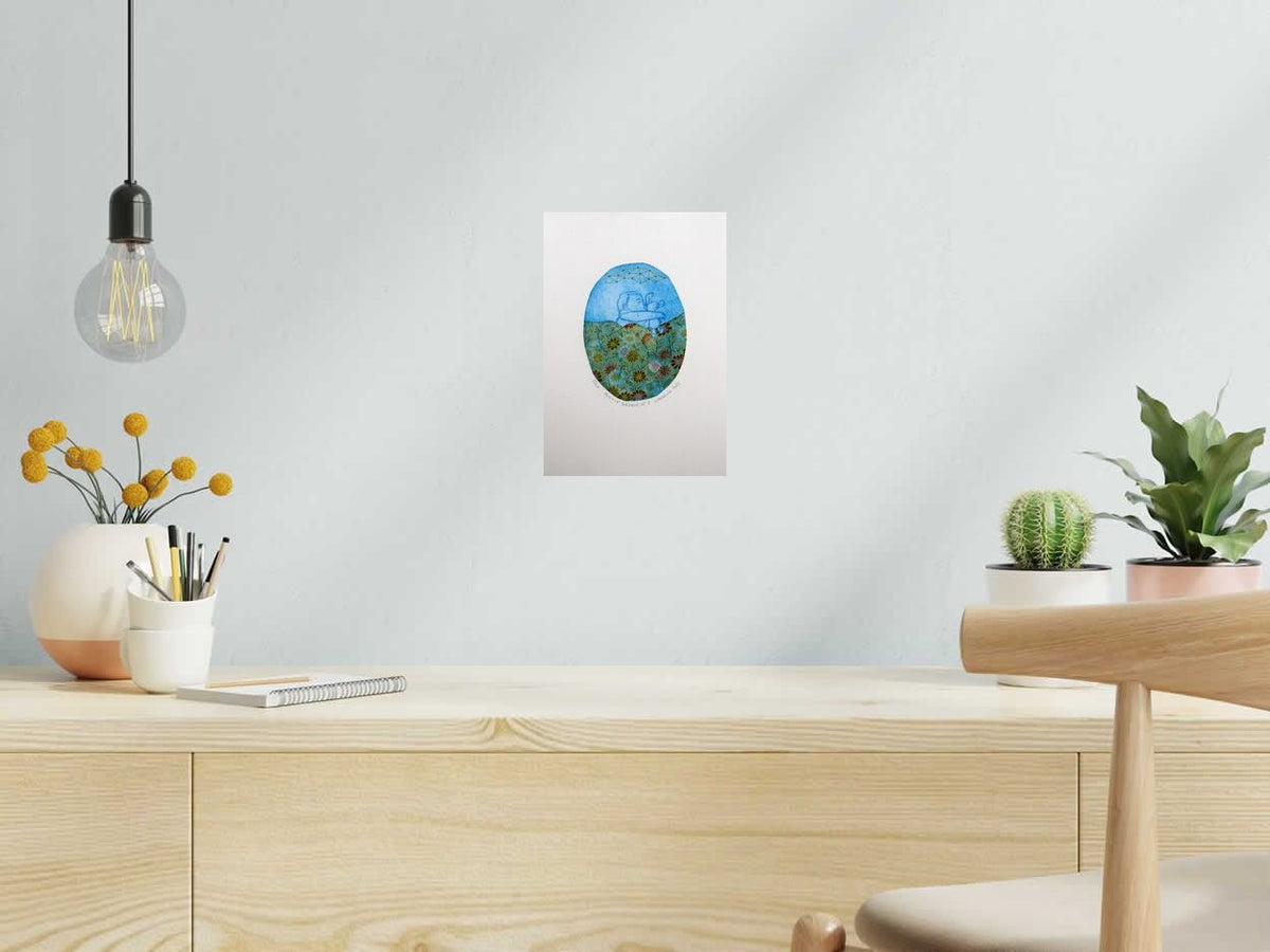 Estampe Petit-e dormeur-se 2 de NAVIEILLEVILLE dans un intérieur – 18 × 26 cm