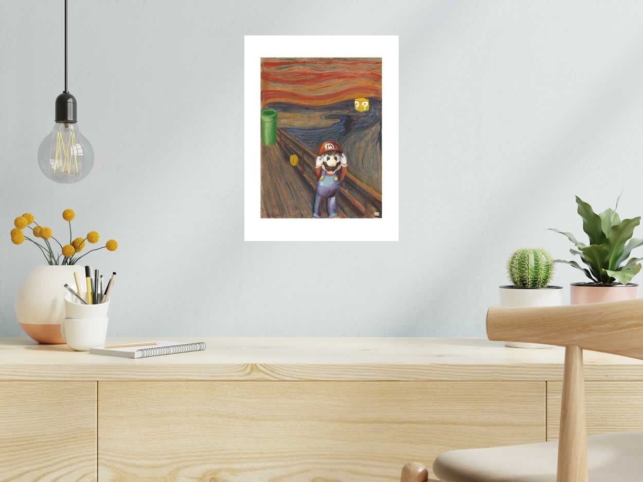 Estampe Le cri de Mario de SHUZ dans un intérieur – 30 × 40 cm