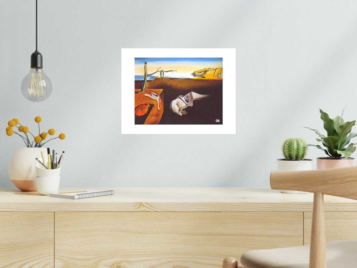Estampe Les montres molles de SHUZ dans un intérieur – 40 × 30 cm