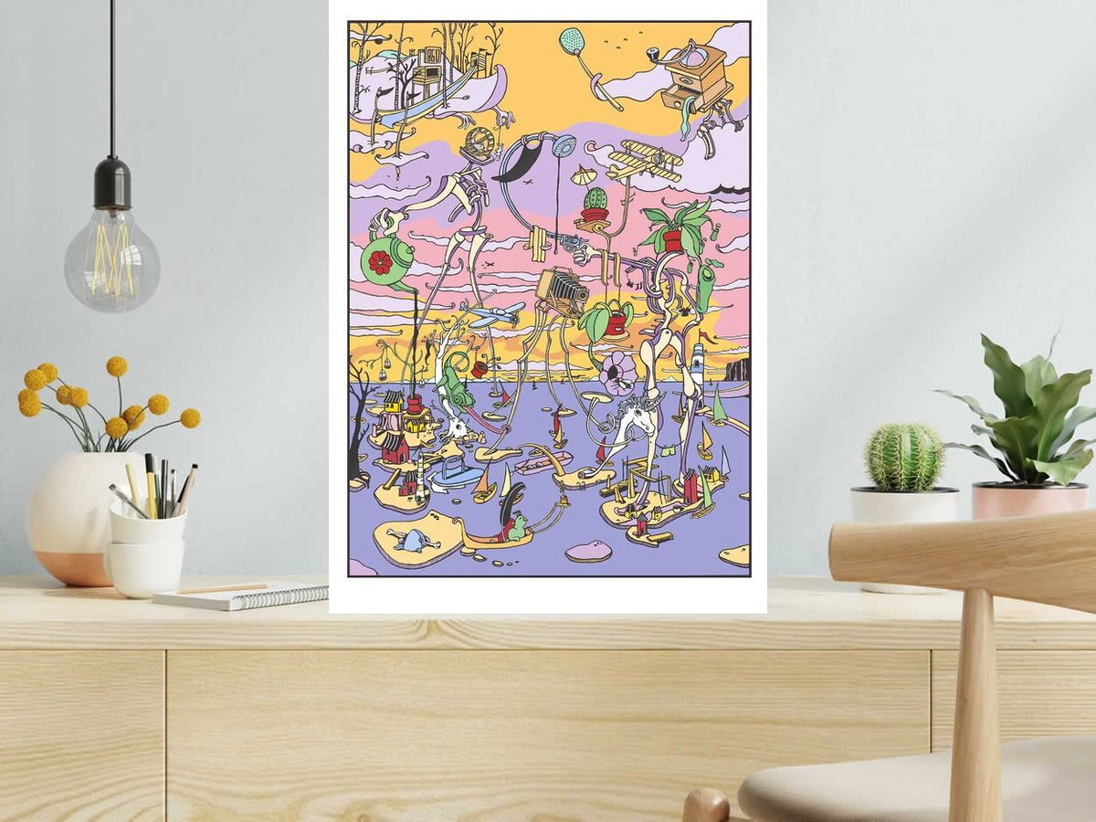 Estampe Maison verte de Mark Temlett dans un intérieur – 50 × 70 cm