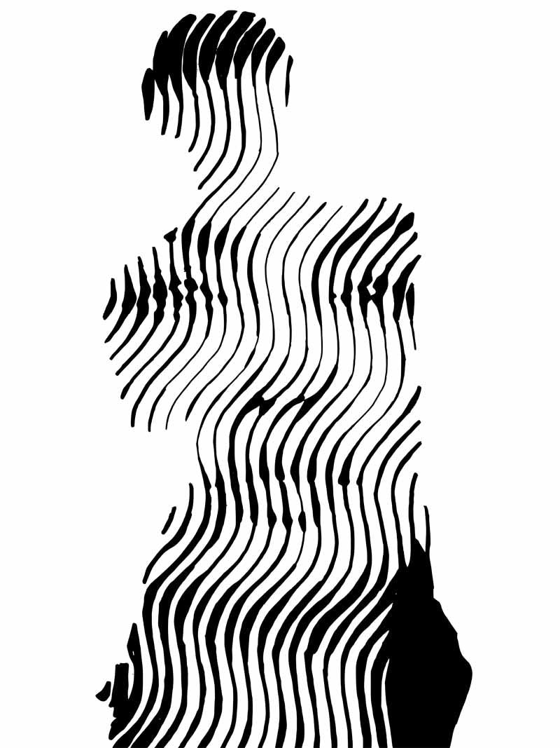 Estampe graphique petit format blanc et noir VENUS D'ANGELINA – WAWAPOD – 30 × 40 cm