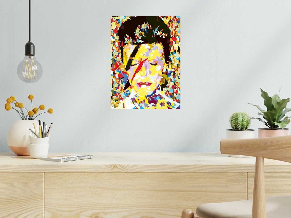 Estampe BOWIE de GABY JOSEPHINE dans un intérieur – 30 × 40 cm
