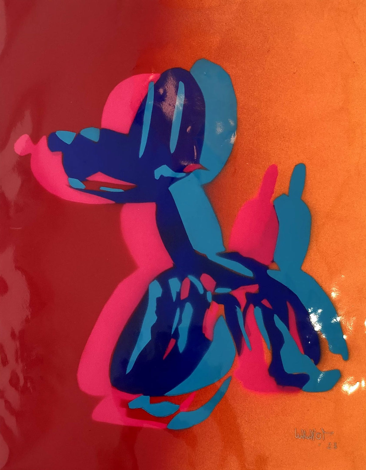 Estampe graphique petit format orange et rouge Koons Ilusion – WAWAPOD – 40 × 30 cm