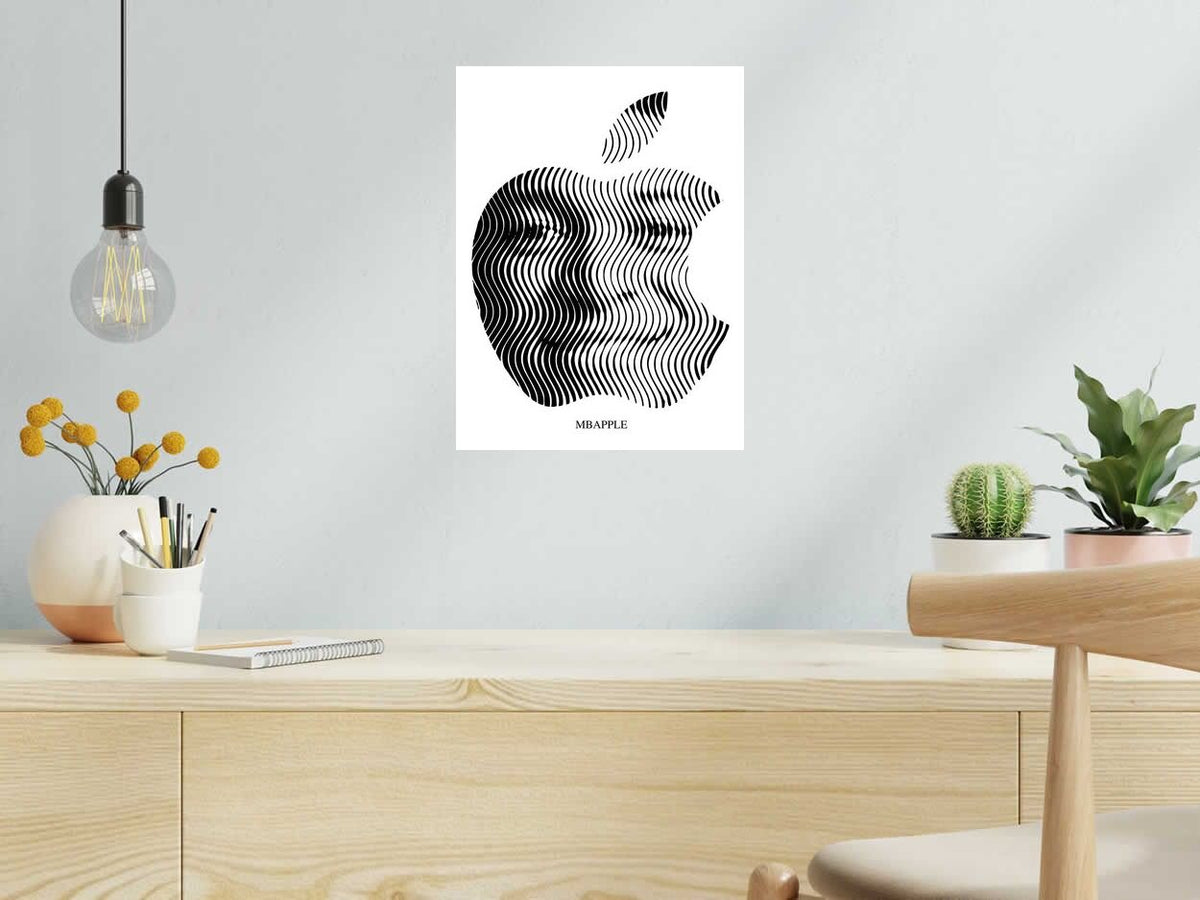Estampe MBAPPLE de WAWAPOD dans un intérieur – 30 × 40 cm