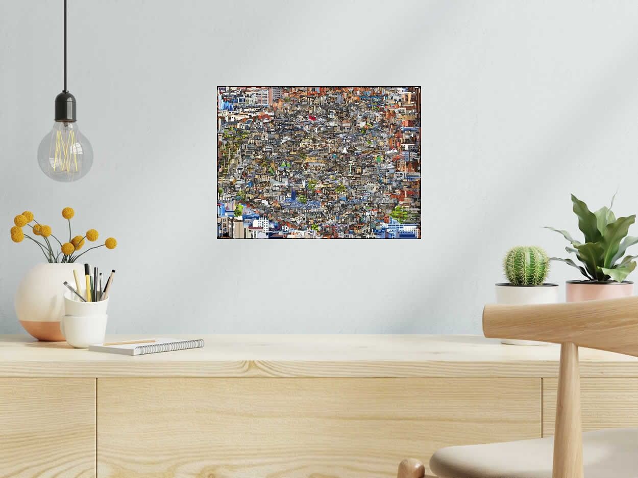 Estampe LES MAISONS DE PARIS de GILLES INVERNIZZI dans un intérieur – 30 × 40 cm