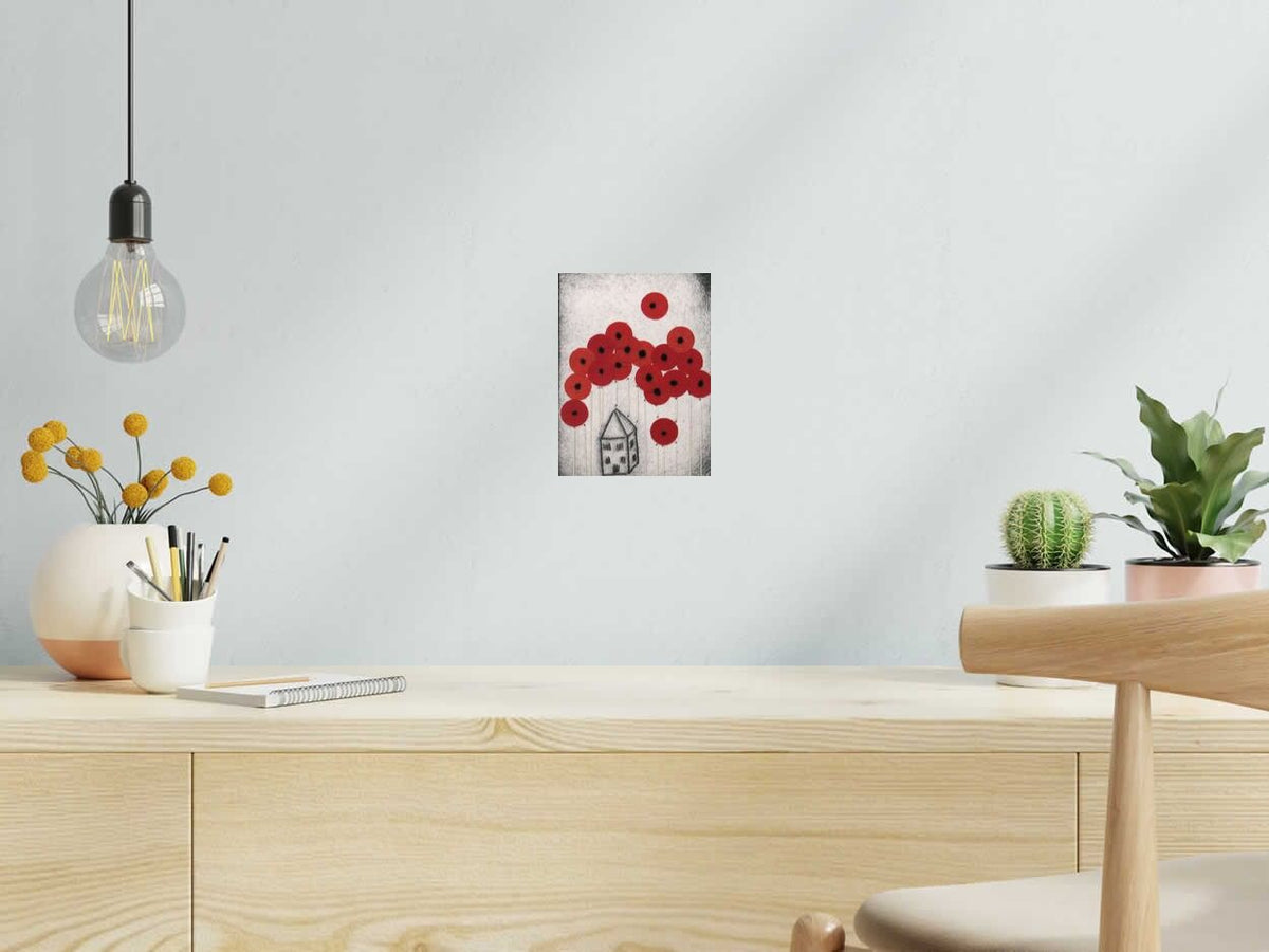Estampe dans les coquelicots de NAVIEILLEVILLE dans un intérieur – 15 × 20 cm