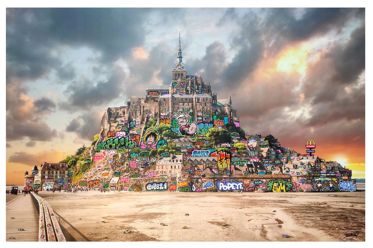 Estampe street art moyen format Les pirates du Mont St Michel – BLACH – 60 × 40 cm