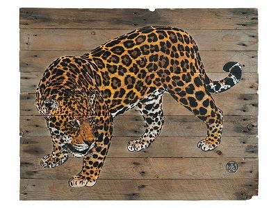 Estampe street art moyen format jaune et noir JAGUAR – MOSKO – 50 × 65 cm