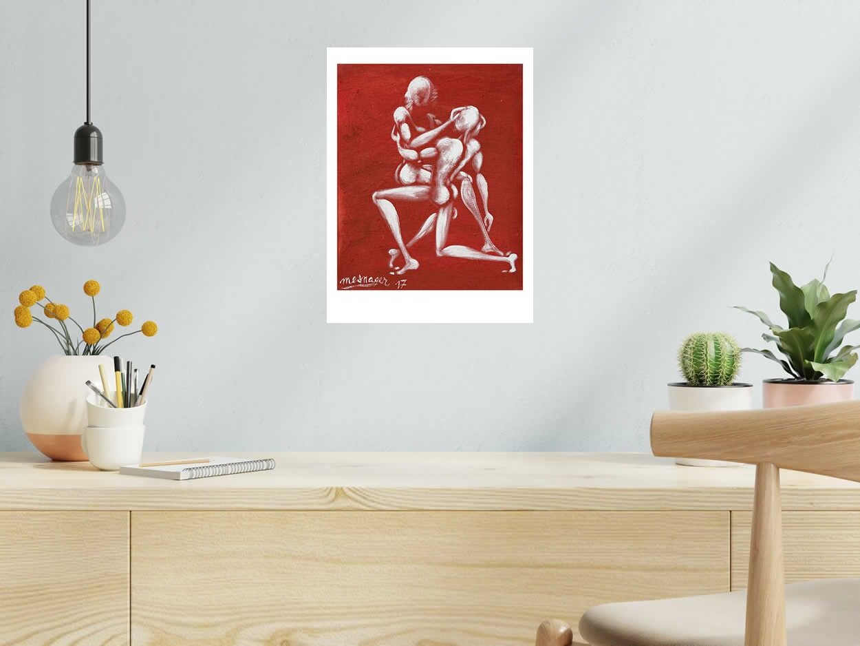 Estampe COUPLE de JEROME MESNAGER dans un intérieur – 30 × 40 cm