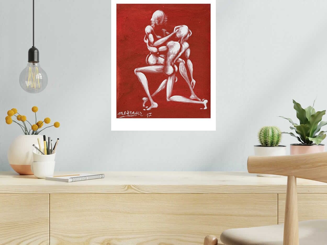Estampe COUPLE de JEROME MESNAGER dans un intérieur – 40 × 50 cm