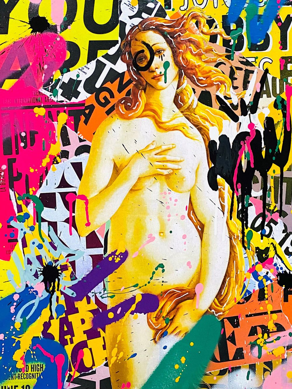 Estampe street art petit format VENUS (JAUNE) – RS ARTIST – 30 × 40 cm