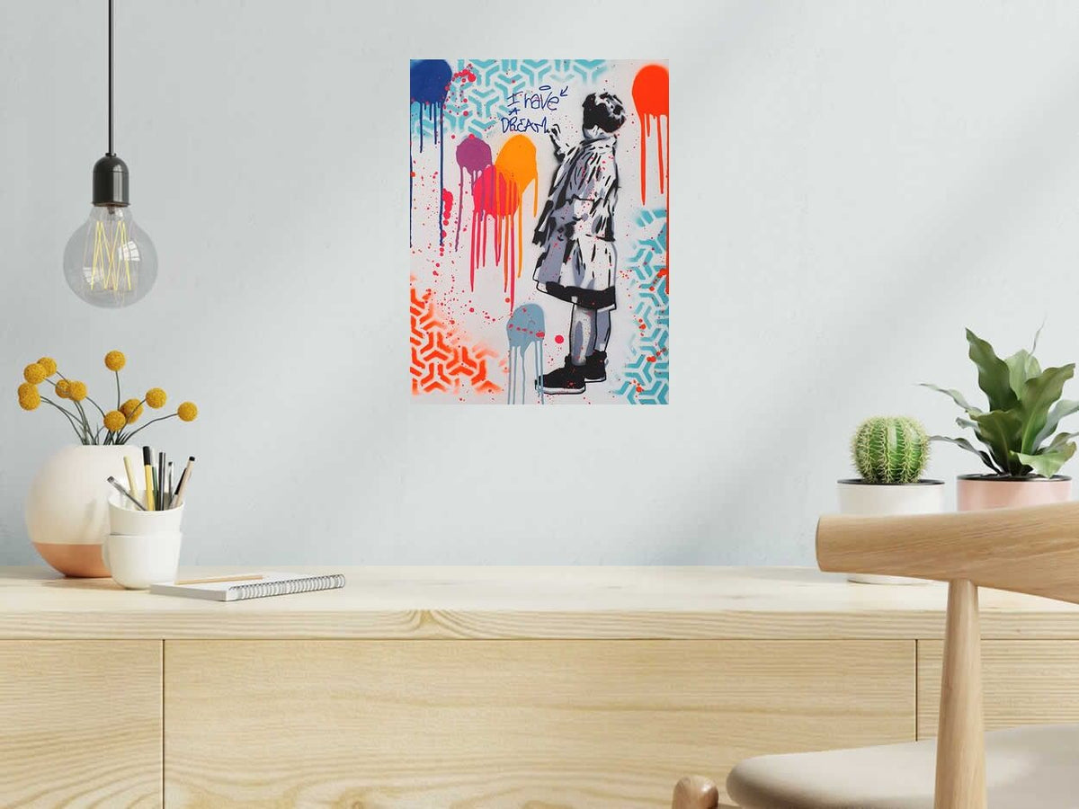 Estampe I HAVE A DREAM de SARA CHELOU dans un intérieur – 30 × 40 cm