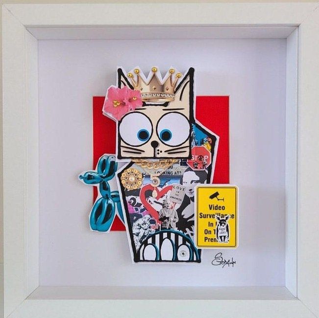 Estampe street art petit format King Cat – Stephanie Godann – 22 × 22 cm