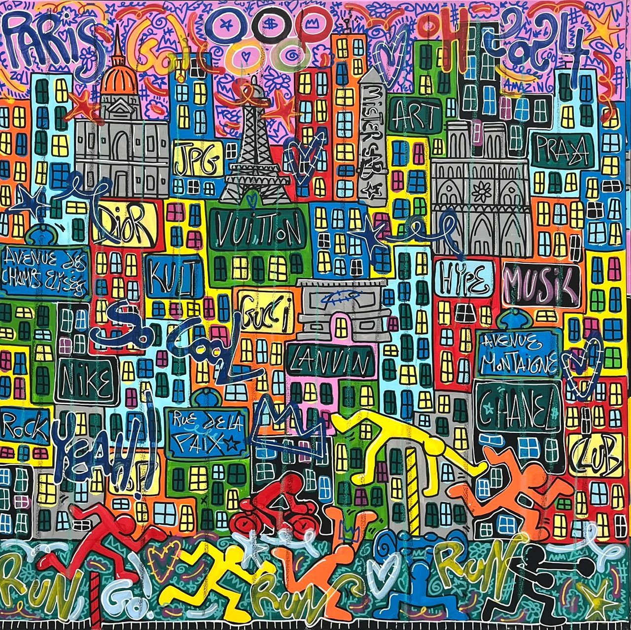 Tableau de RICO SAB a pour titre Go Paris Go style street pop art, street art dim : RICO SABprix:950