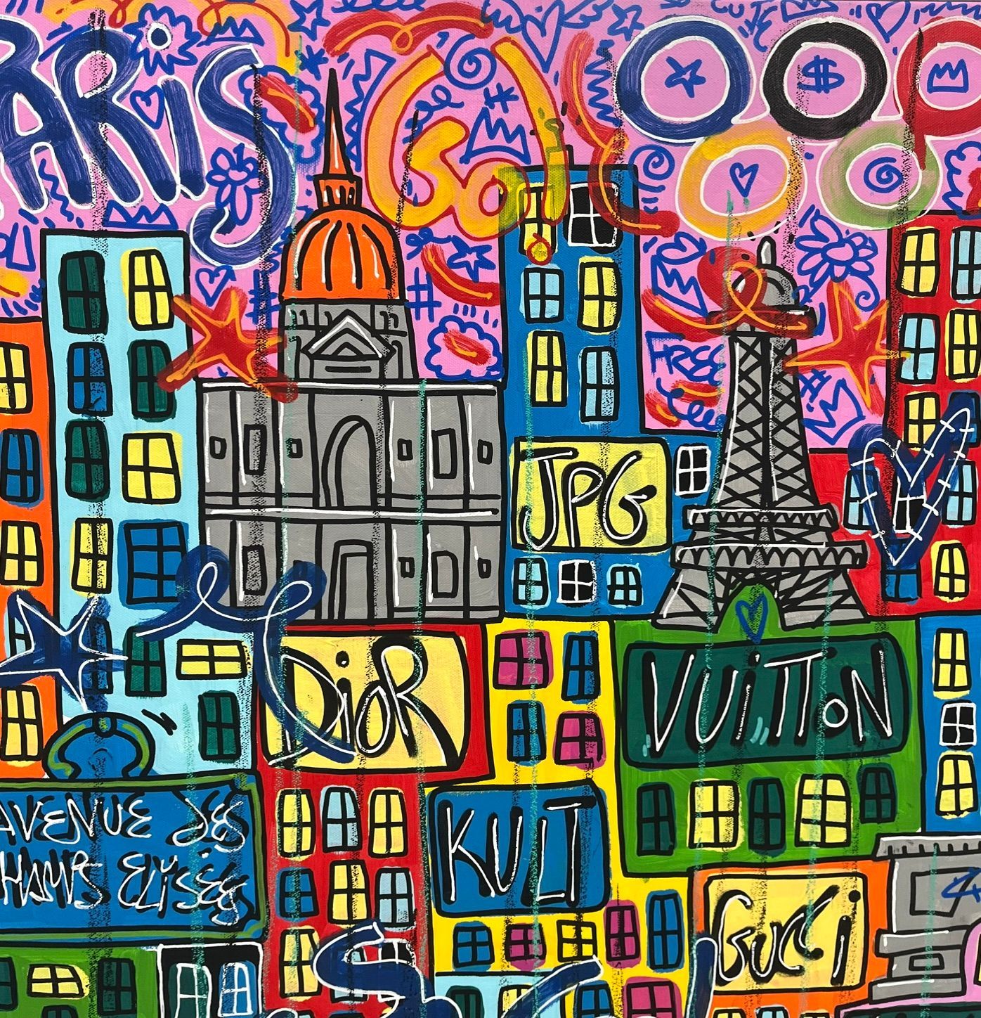 Tableau de RICO SAB a pour titre Go Paris Go style street pop art, street art dim : RICO SABprix:950