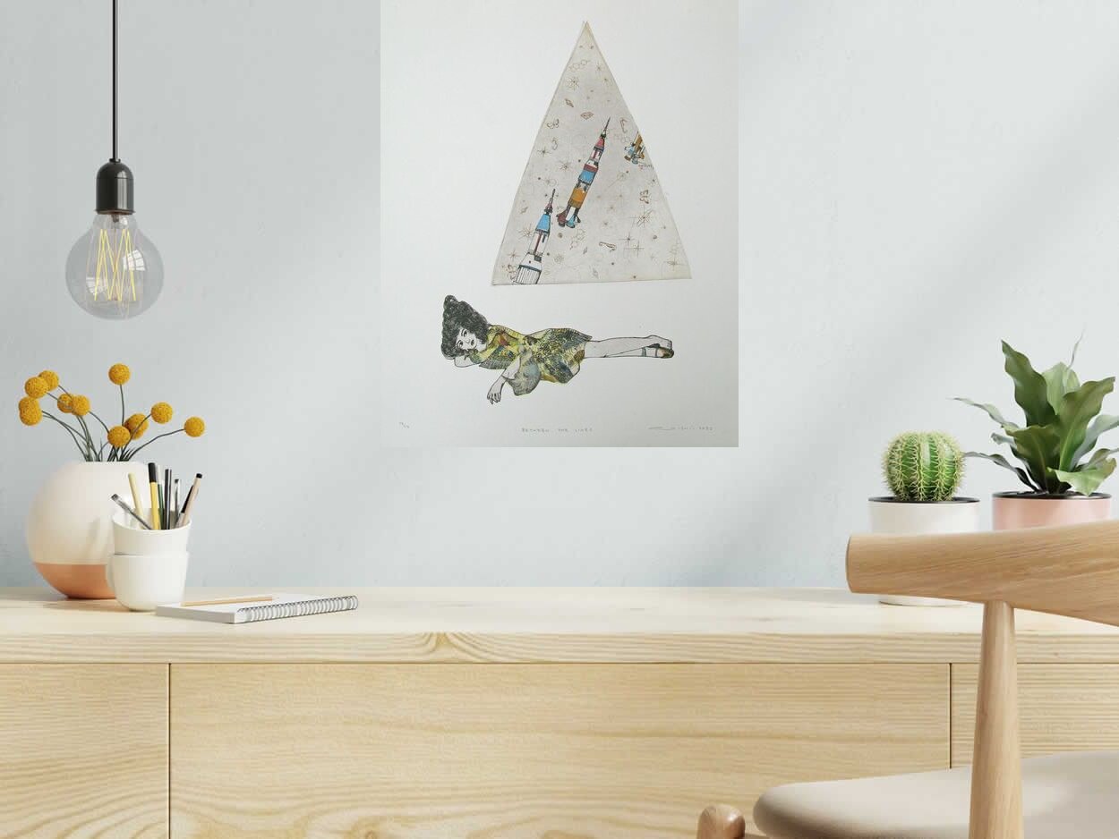 Gravure BETWEEN THE LINES de ATSUKO ISHII dans un intérieur – 40 × 50 cm