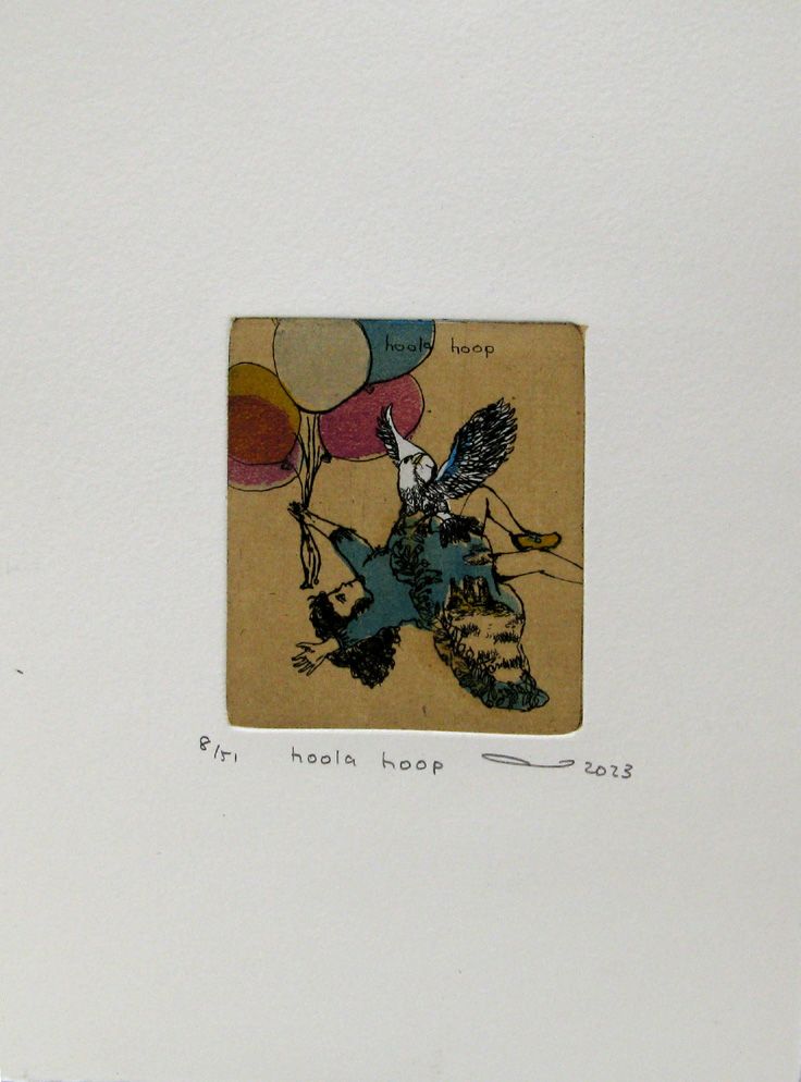 Gravure figuratif petit format hoola hoop – ATSUKO ISHII – 15 × 21 cm