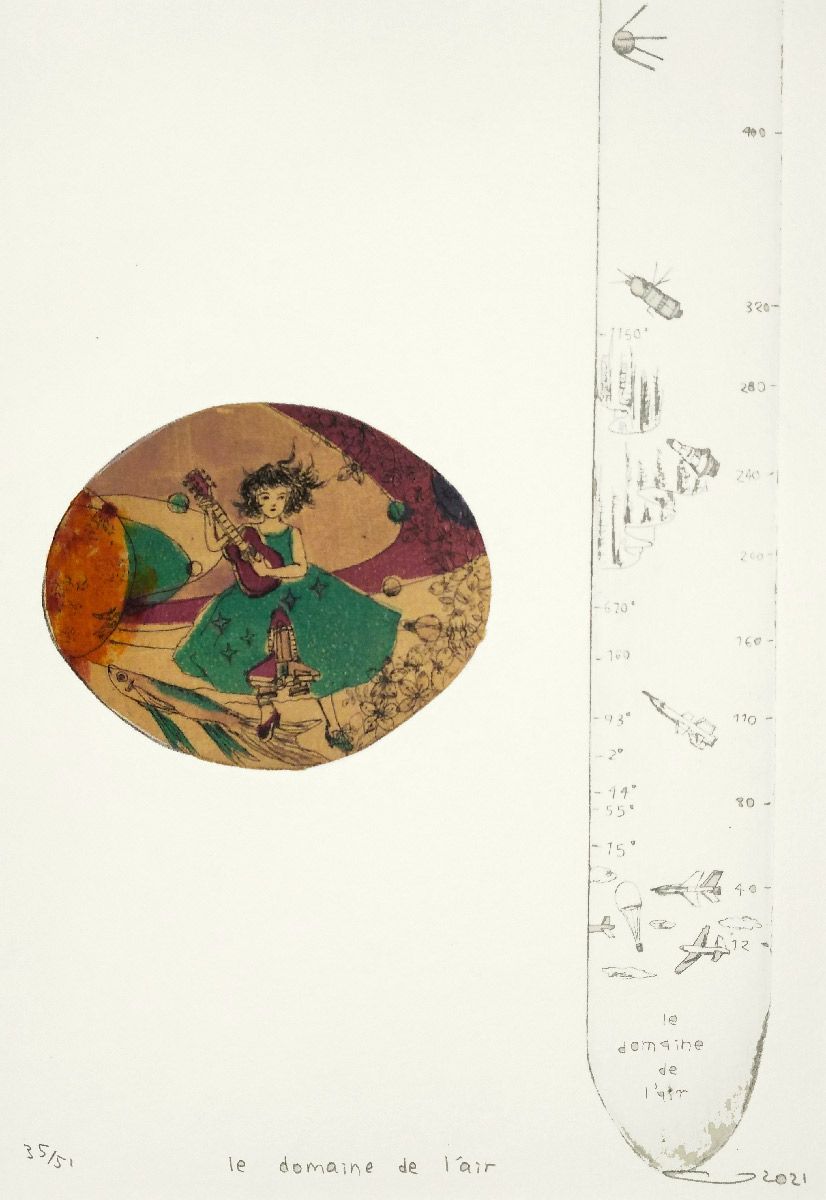Gravure figuratif petit format Le domaine de l'air – ATSUKO ISHII – 15 × 21 cm