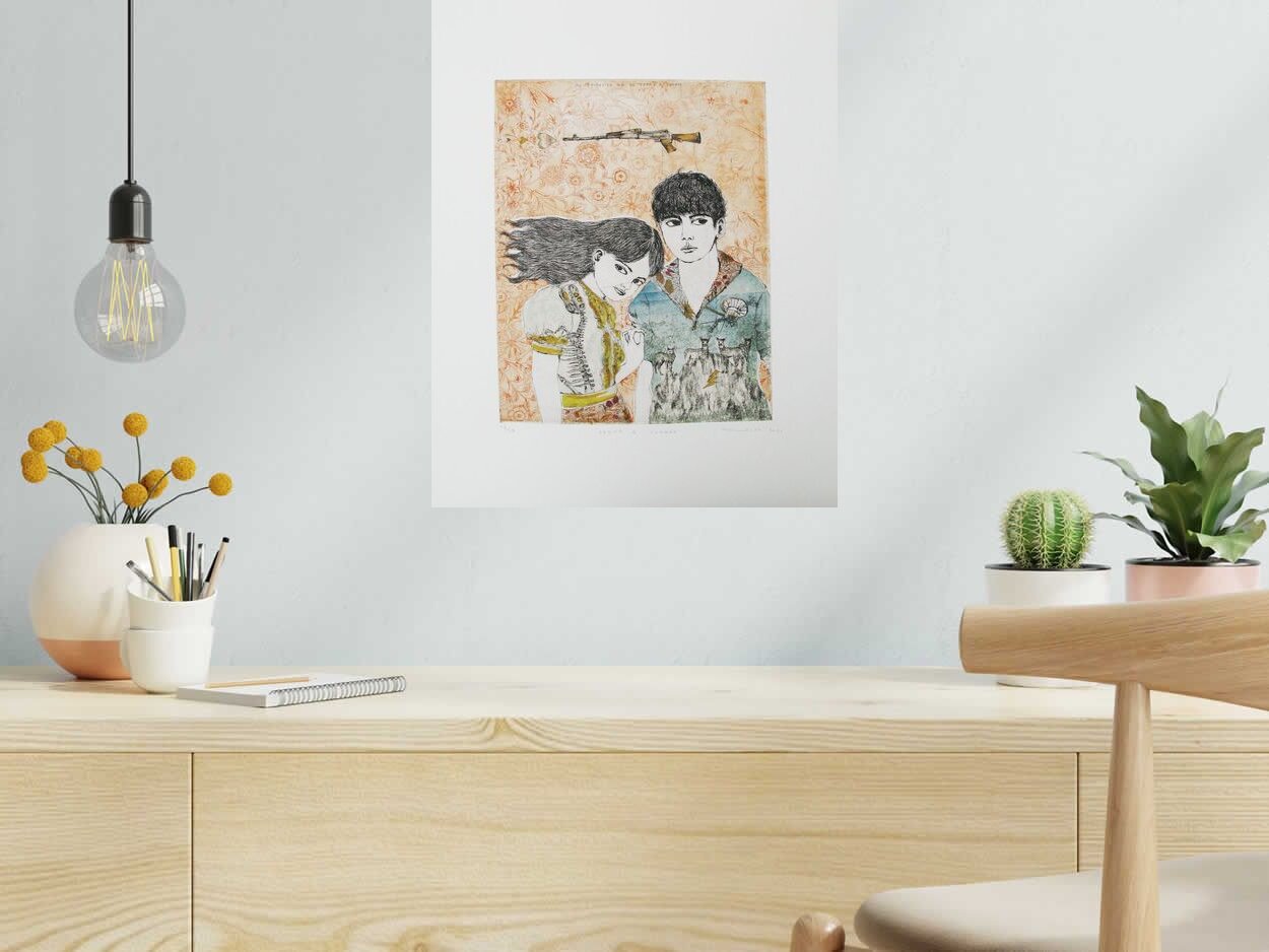Gravure SPEND A SUNDAY de ATSUKO ISHII dans un intérieur – 40 × 50 cm