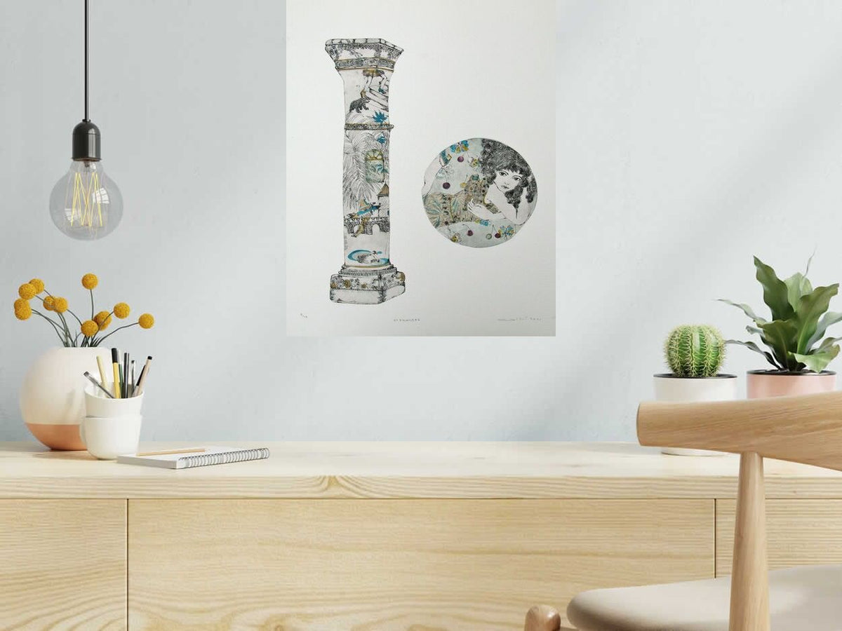 Gravure STRANGERS de ATSUKO ISHII dans un intérieur – 40 × 50 cm