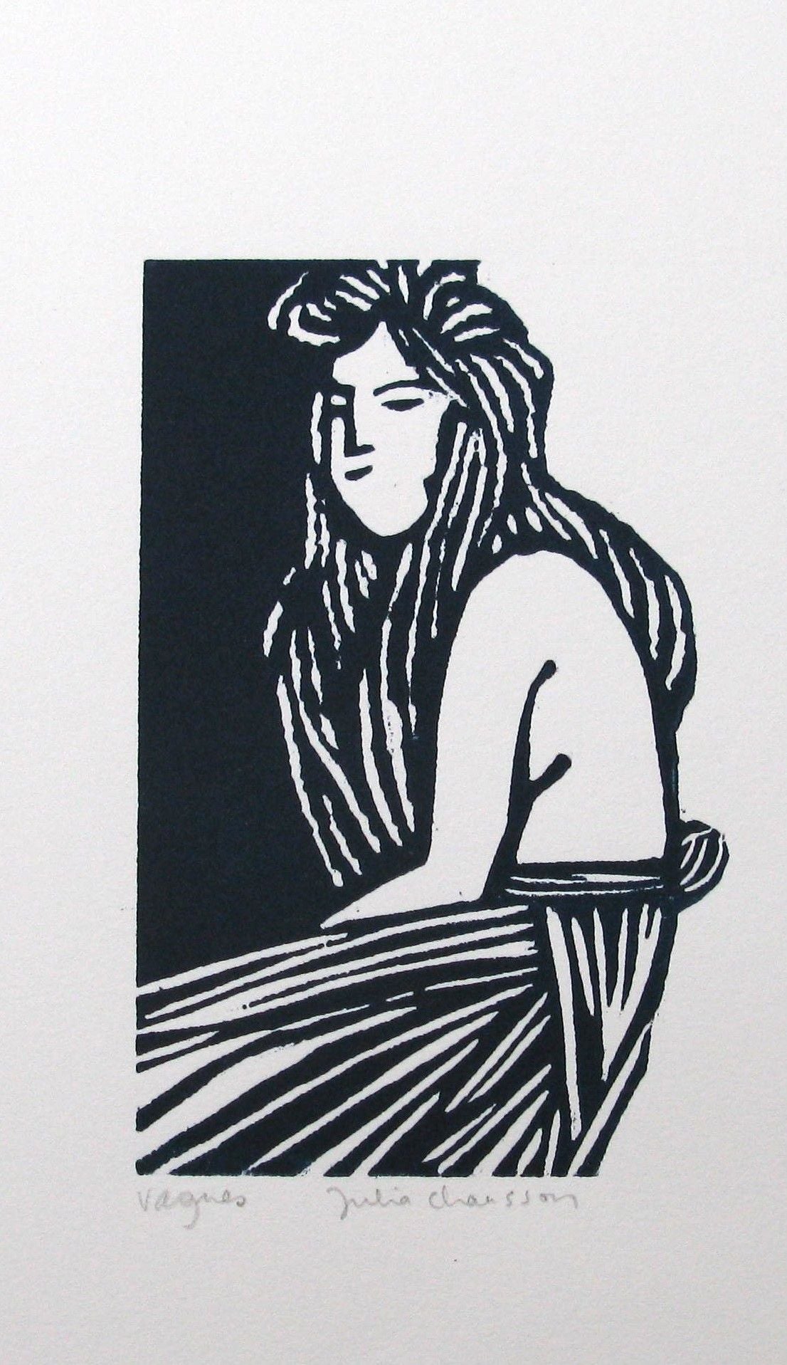 Gravure figuratif petit format Vagues – JULIA CHAUSSON – 30 × 20 cm