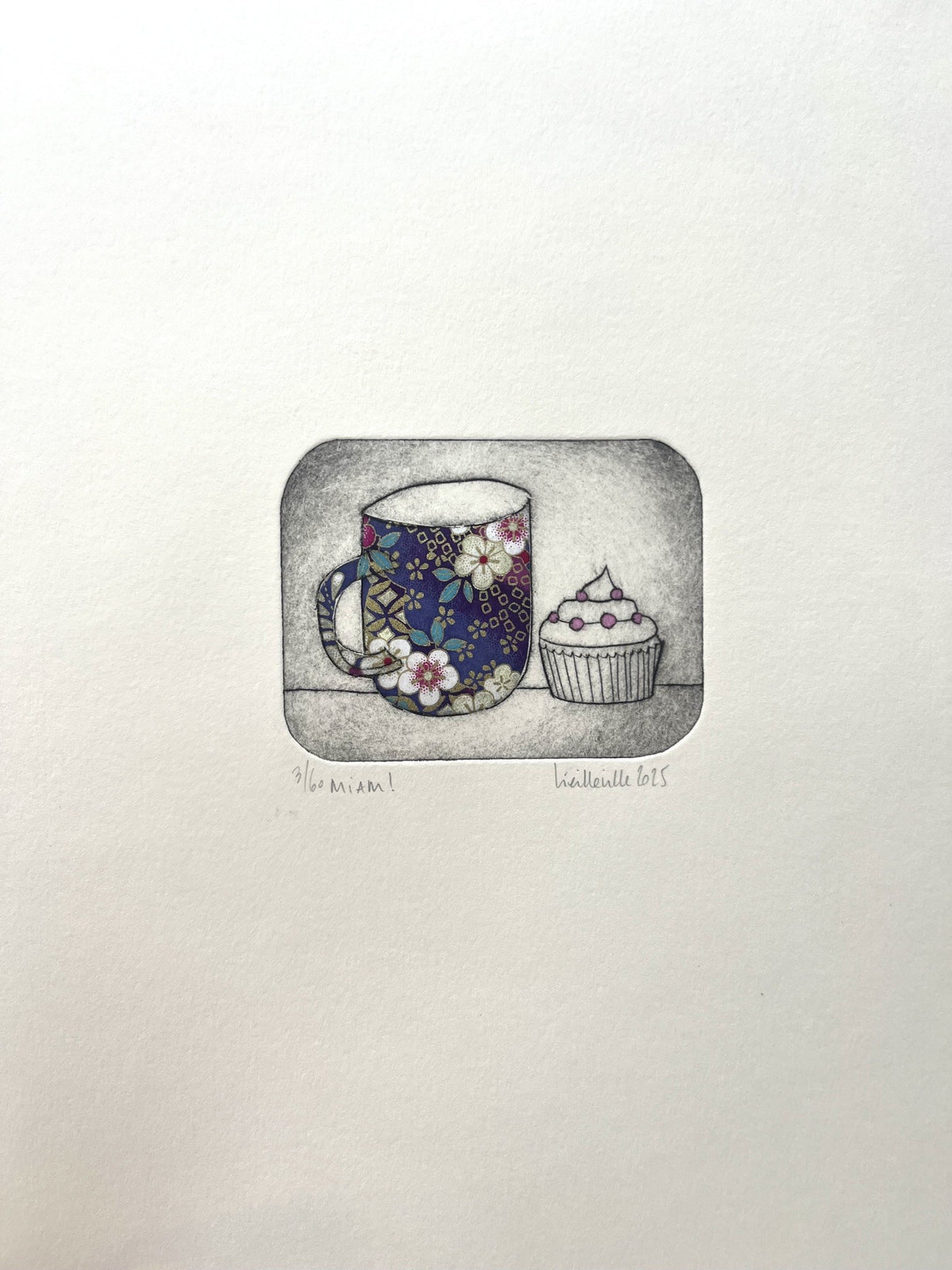 Gravure gravure petit format Miam! - 3/60 – NAVIEILLEVILLE – 27 × 18 cm