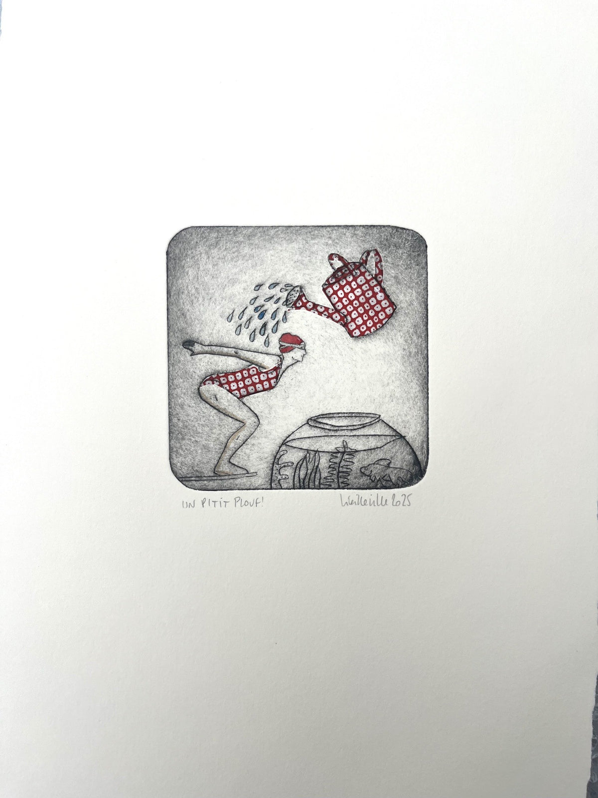 Gravure gravure petit format Un p'tit plouf - 18/30 – NAVIEILLEVILLE – 27 × 18 cm