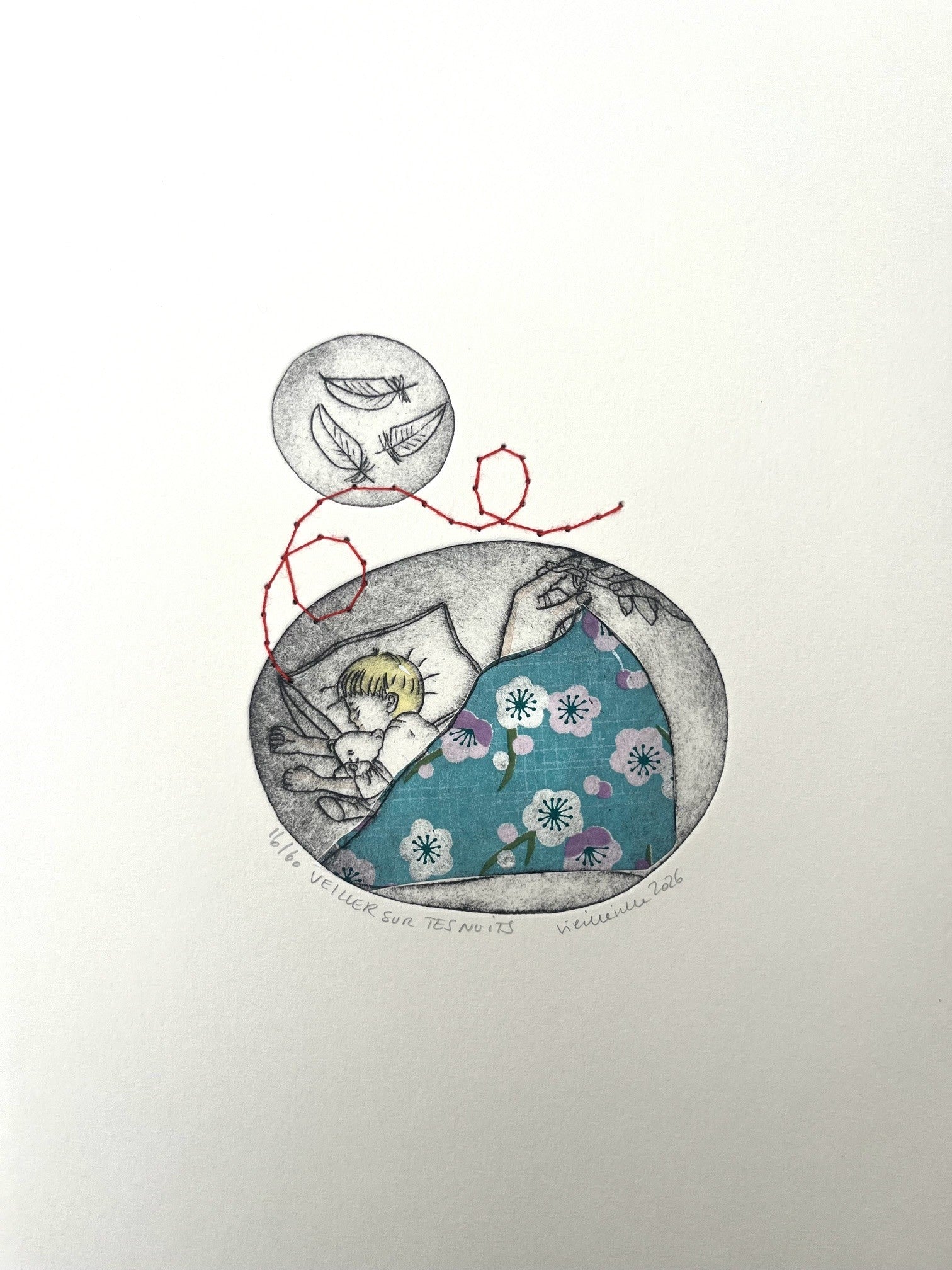 Gravure gravure petit format Veiller sur tes nuits - 16/60 – NAVIEILLEVILLE – 27 × 18 cm