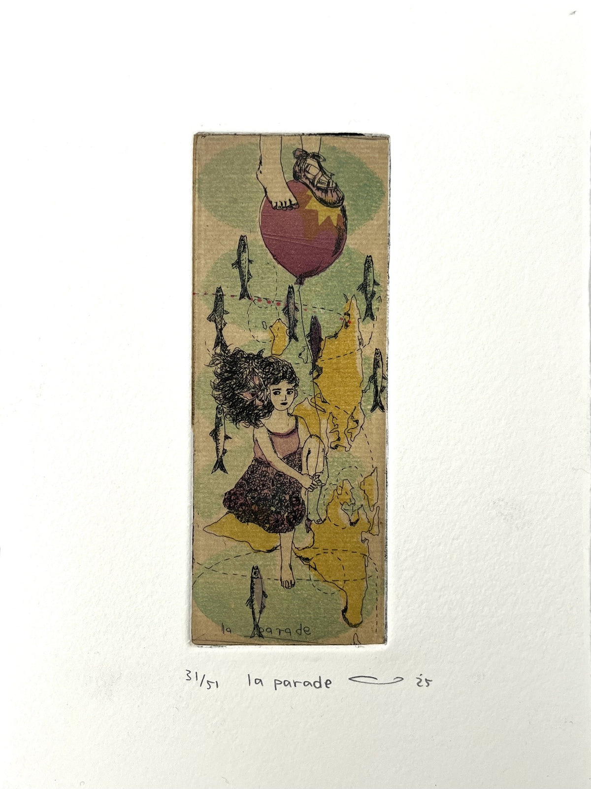 Gravure gravure petit format ocre la parade – ATSUKO ISHII – 21 × 15 cm