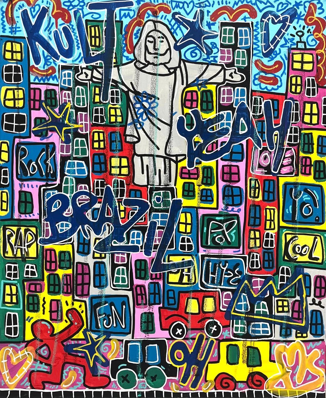 Tableau de RICO SAB a pour titre Hello Brazil style street pop art, street art dim : RICO SABprix:290